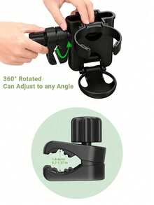 3-In-1 Folding Cup Holder And Phone Mount – Universal Bottle Holder, Compatible With Bugaboo/Nuna/Doona Strollers, Wheelchairs, Bicycles, Walkers And Scooters - Multicolor - View 9