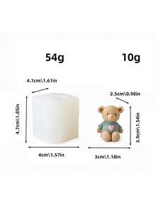 1pc Heart-Shaped Sweater Bear Silicone Mold, Suitable For DIY Crafts - Suitable For Handmade Sweater Bears, Candle Making, Wax Mold, Rectangular Bear Shape With Sweater, Desktop Decoration For DIY Enthusiasts And Artisans - Sweater Bear Mold - View 2