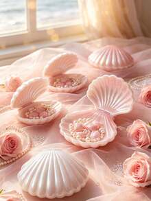 Pearlescent Seashell Wedding Candy Box, IG Aesthetic Multipurpose Pearlescent Storage Case For Wedding Guest Favors, Jewelry Organizer & Cake Decorations - Multicolor - View 4