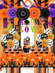 This Halloween Party Decoration Banner Set Includes Letters, Different Colored Paper Flower Balls, And Paper Fans. It's A Halloween Party Accessory, Home Decor Item, And Perfect For Creating A Halloween Party Atmosphere. - Multicolor - View 4