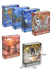 1 Caja 1000 Piezas Rompecabezas, 70cm*50cm Pintura al Óleo Paisaje, Alivio del Estrés para Adultos, Arte Decorativo, Adecuado para Adolescentes para Aliviar el Estrés, Regalo de Fiesta, Ejercitar la Capacidad de Pensamiento, Regalo Perfecto (Regalo del Día de San Valentín, Regalo de Cumpleaños) - Multicolor - Ver 10