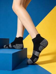 1/5/10/20 Pairs Women's Short Socks, Towel Bottom Striped Sports Socks, Comfortable Soft Anti-Slip Shock-Absorbing Running Socks - Multicolor - View 4