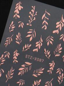 2pcs Rose Gold Leaf Nail Art Stickers, Y2K Metal Leaf Design Decals, 3D Autumn/Winter DIY Nail Tip Decoration Slider Accessories Tools - Multicolor - View 6