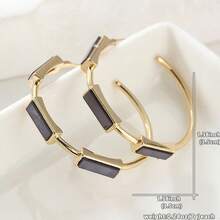 Vintage Carved Geometric Large Hoop Earrings For Women, Vacation Gift - Gold - View 2