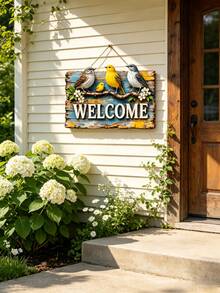 1件 2D平面波希米亞風金屬「Welcome」歡迎牌,彩色鳥類門廊裝飾,適用於住家地址顯示、房間、花園、露台、入口裝飾,入厝/節日禮物,適合家人/朋友與居家裝飾愛好者 - 花鳥WL - 查看 4