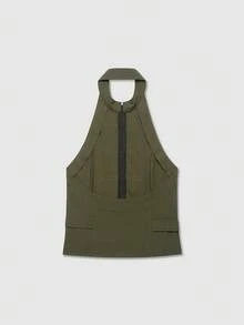 Women's Sleeveless Backless Napoleon Style Halter Top Summer - Green - View 2