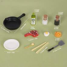Miniatur Dapur Rumah Boneka dengan Peralatan Masak Realistis, Model Makanan, Wajan Realistis, Steak, Pasta, Botol Minyak, Cocok untuk Adegan Dapur Rumah Boneka, Model Restoran, Model Dapur Mainan, Dekorasi Adegan Miniatur - Beraneka warna - View 9