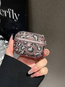 1pc High-End Luxurious Bling Bling Rhinestone Earphone Protective Case, Girl Heart Full Rhinestone Design, Anti-Drop Anti-Loss, Suitable For AirPods Series Bluetooth Earphone Protective Shell - Pink - View 5