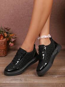 2026 New Spring/Summer Floral Lace Hollow Women's Casual Sneakers,Lightweight Breathable Sporty Soft Sole Running Skate Shoes, RunsSmallOrderonesizeup - 品質黑 - 查看 2