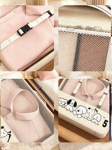 Cute Cartoon Print Travel Storage Bag Lightweight Mesh Clothes Packing Cubes Portable Zipper Shoe Bag Drawstring Underwear Cosmetic & Makeup Pouch - View 4