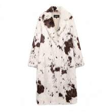 MUMRAP Women's Winter Printed Lapel Faux Fur Long Coat, Casual Fashion Long Sleeve Loose Warm Jacket - Multicolor - View 9