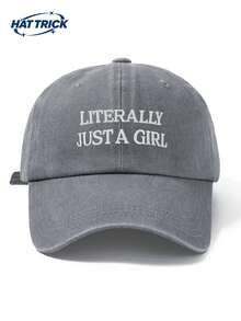 1件中性復古做舊軟頂棒球帽，LITERALLY JUST A GIRL字母刺繡個性化鴨舌帽，防曬透氣可調節帽帶，百搭卡車司機帽/爸爸帽，日常通勤、街頭、戶外運動、徒步、露營必備 - B - 查看 14