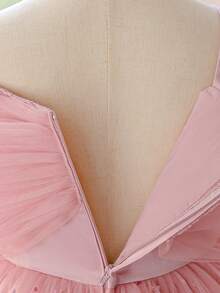 Gaun Putri Berbulu Lembut dengan Tali Bahu Tipis, Hiasan Manik-manik dan Payet, Cocok untuk Pesta Ulang Tahun dan Pernikahan, Bando Tidak Termasuk - Dusty Pink - View 11