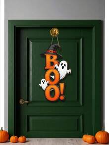 Decorative Signs And Hanging Plaques 2D Flat Wooden Wall Decor Horror Gothic Style No Electricity Required Suitable For Home And Kitchen Holiday Decoration Halloween Decoration - BOO - View 6