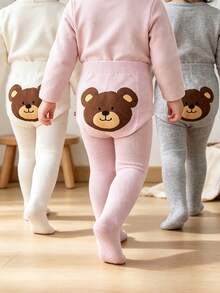 1/2/3pcs Cartoon Bear Print Baby Footed Tights, Soft Elastic High Waist Infant Toddler Tights - Multicolor - View 27