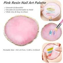 Resin Nail Art Palette And UV Gel Gradient Sponges Pens With 4 Pcs Replacement Head, Nail Sponges For Ombre Double Head Brush For Nail Art Manicure Tools(Pink) - Multicolor - View 6