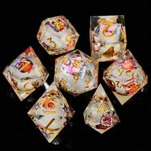 7-Piece Full Set Multi-Sided Dice, High-Transparency Crystal Resin With Embedded Laser Holographic Glitter And Blue Dragon Pattern, Paired With Silver Numbers, Owl Details Come Alive With Dynamic Presence Under Light, Creating A Magical Atmosphere. Suitable For D&D Tabletop Games, Smooth And Transparent Hand Feel, A Personalized Collection For RPG Players And Dragon Theme Enthusiasts. - Multicolor - View 4