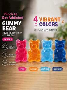 Jelly Color Teddy Bear Squeeze Toy, Soft Silicone Slow Rebound Stress Relief Toy, Party Favors, Stress Relief Toy, Creative Shaped Toy, Holiday Gift - Multicolor - View 2