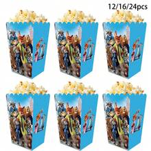 12/16/24pcs Out Popcorn Box, Theme Candy Boxes, Snacks Boxs,Gifts Treats Boxs, Birthday Party Supplies, Candy Boxes - Cartoon - View 1