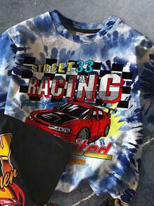 3pcs/Set Boys' Car Print Short Sleeve Outfit - Multicolor - View 3