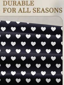 1pc Minimalist Black & White Heart Pattern Fitted Sheet, Modern Fashion Mattress Protector, Soft & Breathable, -Twin, Full, Queen, King, Deep Pocket Design Up To 11.8 Inches, Machine Washable. Back To School, Dorm Essentials - Black and White - View 6