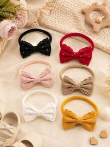 6PCS Colorful Baby Headbands, Knit Bow Soft Stretchy Hairbands With Tiny Gold Star For Newborn Girls,Infant/Toddler Hair Accessories - Multicolor - View 3