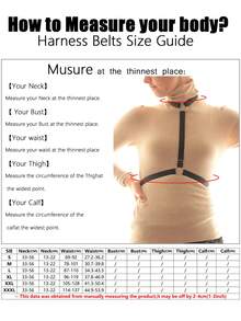 1pc Women's Gothic Punk Style Choker Body Harness With Metal Rings, Adjustable Chest & Waist Straps, Layered Outfit Accessory - Black - View 5