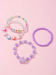 4/12 Pcs/Set Gelang Manik-Manik Warna-warni Lucu untuk Anak-Anak, Liontin Bintang & Awan, Untuk Sekolah, Sehari-hari & Liburan, Hadiah Ulang Tahun, Manik-Manik Warna Acak - MultiWarna - View 7