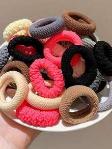 8PCS Women's Solid Color Thickened Hair Ties, High Ponytail Hair Bands, Elastic Rubber Bands, High Elasticity Durable Hair Ropes, Suitable For Daily Wear - Multicolor - View 6