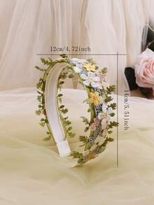 1件女孩森林仙女花卉髮箍，田園風雛菊花卉髮箍 - 彩色 - 查看 3