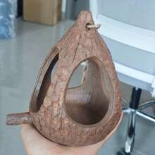 1pc Rustic Bark Texture Hanging Bird Feeder, Resin Wild Bird Seed Feeder With Perch, Waterproof Outdoor Garden Yard Patio Bird Feeding Station, Suitable For Backyard Lawn Natural Decor - Tree Birdcage - View 7