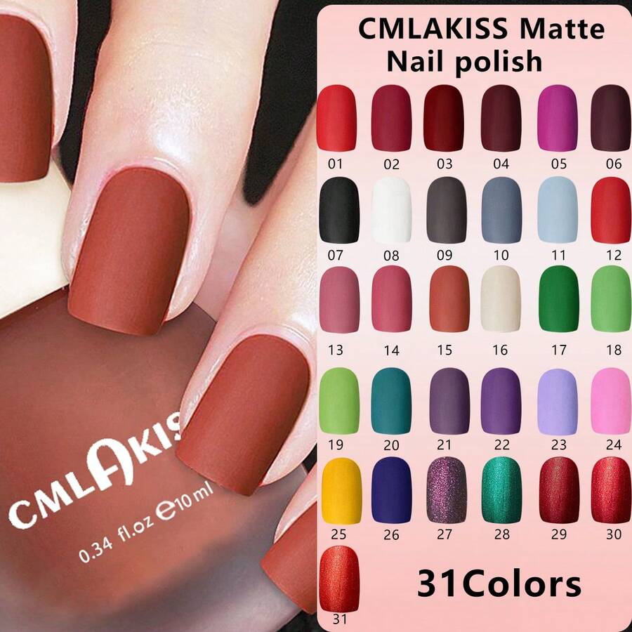 CMLAKISS Summer New Matte Quick-Dry Nail Polish, Peel-Resistant, No UV Lamp Required, Suitable For Fingernails And Toenails - Multicolor - View 1