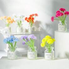 6件/5件/4件/3件/2件迷你花瓶花卉，娃娃屋裝飾擺件，樹脂DIY配件，玻璃瓶花束，汽車桌面小裝飾，迷你樹脂發光玻璃花瓶，娃娃屋花瓶裝飾，桌面裝飾 - 9款玻璃花卉 - 查看 9