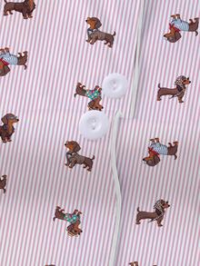 2 piezas/Set Conjunto de pijama para mujer, estampado de perro salchicha, ropa de estar en casa para mujer, conjunto de vacaciones de primavera/verano, top de manga corta con cuello y pantalones cortos, se puede usar al aire libre - Rosa - Ver 3