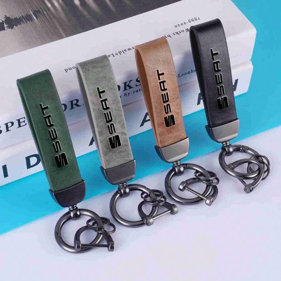Metal Vintage Leather Car Styling Keychain Key Ring For Seat Leon 5F Mk3 Ibiza 6J Tarraco Arona Ateca Auto Accessories - A - View 1