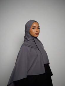 1 pieza Bufanda larga de unicolor clásico para mujer, bufanda elegante y casual con borlas, pañuelo de tela de modal de punto premium, adecuado para uso diario, viajes y combinación de fiestas, pañuelo retorcido - Gris Oscuro - Ver 3