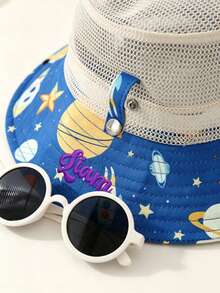 Personalized Custom Sun Hat, Adjustable Windproof Rope Bucket Hat, Breathable, Suitable For Beach, Outdoor And Travel, Customizable Embroidered Name/Letter - Multicolor - View 3
