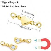Heart-Shaped Magnetic Necklace Clasp And Closure, Magnetic Converter For Jewelry Making Supplies, Necklace And Bracelet Extension Chain Connector - Multicolor-c - View 4