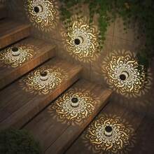 1/2/4pcs Solar Powered Small Ceramic Pot Mandala Iron Art Wall Light Outdoor Garden Light Warm White LED Suitable For Yard Lawn Park Path Decorative Light - Mandala Wall Lamp - View 5