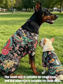 1pc Dragon Pattern Pet T-Shirt, Soft Breathable Elastic Pet Clothing, Suitable For Small To Large Dogs, Anti-Shedding Pet Outfit, Tattoo Style Dog Clothes, Suitable For Summer Outdoor Walks And Daily Wear - Multicolor - View 12