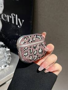 1pc High-End Luxurious Bling Bling Rhinestone Earphone Protective Case, Girl Heart Full Rhinestone Design, Anti-Drop Anti-Loss, Suitable For AirPods Series Bluetooth Earphone Protective Shell - Pink - View 4