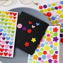 18pcs/Pack Round/Star/Heart Shaped Decorative Stickers, Suitable For DIY Photo Albums, Water Bottles, Phones, Notebooks - Multicolor - View 3