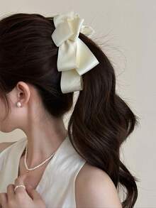 1pc Women's Bow Banana Clip Vertical Clip Twist Clip Spring/Summer Hair Accessory School - White - View 5