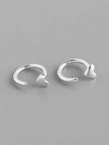 1pc S925 Sterling Silver Heart-Shaped Pierced Nose Stud, Suitable For Women, Ideal Gift For Mother, Girlfriend - Single Nose Stud - View 5