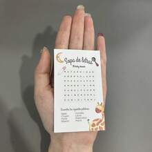 25/50張西班牙語嬰兒派對遊戲卡 - 英西雙語單字搜尋與押韻短句，適用於性別揭曉、教室派對 - 彩色 - 查看 7