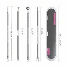 Set de 4 piezas de agujas para eliminar puntos negros y acné, herramienta de limpieza de poros faciales, removedor de puntos negros, producto de belleza, cuidado de la piel, spa, autocuidado, herramienta de cuidado de la piel, cuidado facial, suministros de esteticista, piel, limpiador, cuidado facial - Multicolor - Ver 7