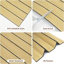 Large Size Detachable Wood Grain Vertical Slat Decorative Wall Panel / Wall Sticker, 30cm*60cm Single Piece Significantly Reduces Seam Gaps, Gentle Low-Residue Design Friendly For Rental Home Renovation, Fully Removable Without Damaging Wall Latex Paint, Vertical Slat Visual Stretch Height, Instantly Removes Oppressive Feeling For Small Apartments - GS-9-piece - View 4