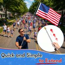 2 Pack Telescoping Handheld Flag Pole 8.2FT/2.5M, Portable Stainless Steel Flagpole With Storage Bag And 4 Pcs Clips And Whistle For Sports Events, Festival, Parade, And - Orange Black - View 6