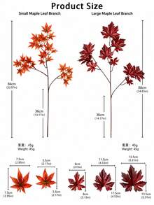 1/3/6Pcs Maple Leaf DIY Landscape Engineering Flower Arrangement Accessories Home Dining Table Vase Decoration, Indoor Kitchen Vase & Home Autumn Decorations - Small Maple Leaf Branch - Autumn Red - View 2