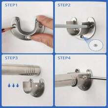 5 Sizes, Stainless Steel Adjustable Closet Rod, Suitable For Wardrobe, Room Divider Curtain Rod, Easy To Install, Suitable For Bathroom, RV, Living Room, Bedroom, Curtain Rod, Closet Hanging Rod, Clothes Drying Rod, Bathroom Accessories - Silver - View 7